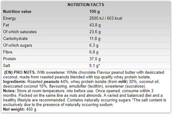 Pro Nuts/Peanut Butter + Whey Protein Isolate 450 γραμμάρια