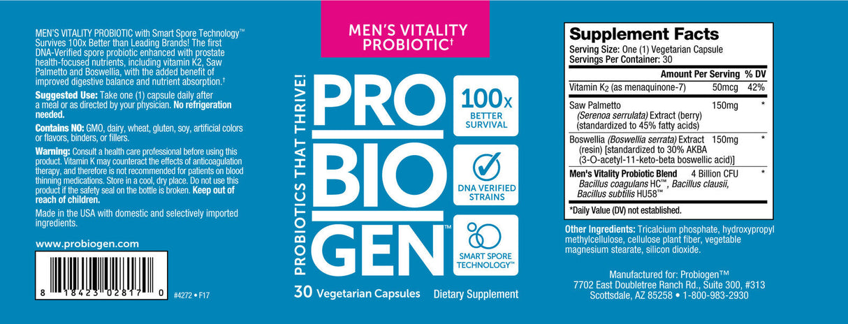 <tc>Probiogen</tc> Προβιοτικό Men`s Vitality - Προβιοτικό για Άνδρες - 30 κάψουλες