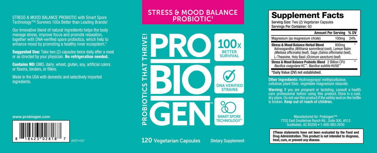 <tc>Probiogen</tc> Προβιοτικό για την Ισορροπία του Στρες & της Διάθεσης - Προβιοτικό 120 κάψουλες