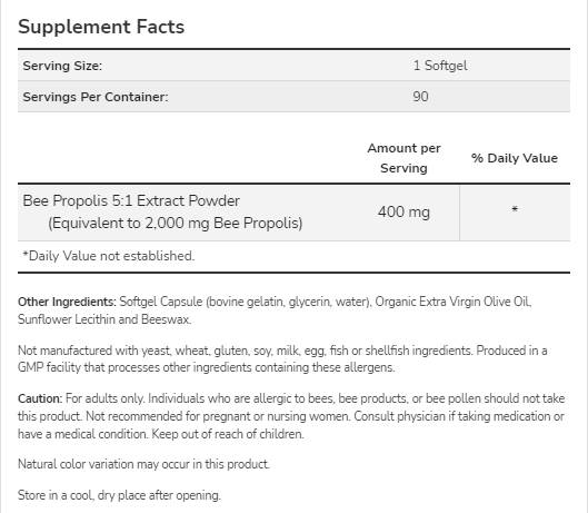 Propolis 2000 5: 1 Εξαγωγή - 90 κάψουλες πηκτής