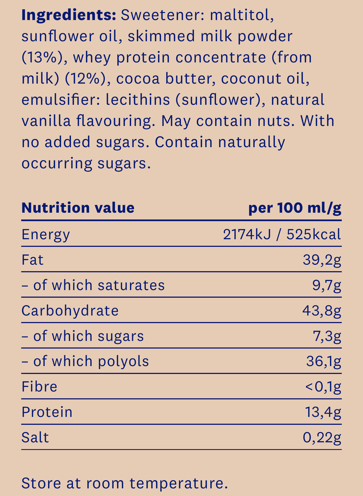 Proteinella White Chocolate 200 g - υγρή λευκή σοκολάτα χωρίς προστιθέμενη ζάχαρη και χωρίς φοινικέλαιο