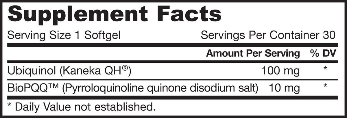 QH + PQQ (ubiquinol + pyrroloquinoline quinone) - 30 κάψουλες gel