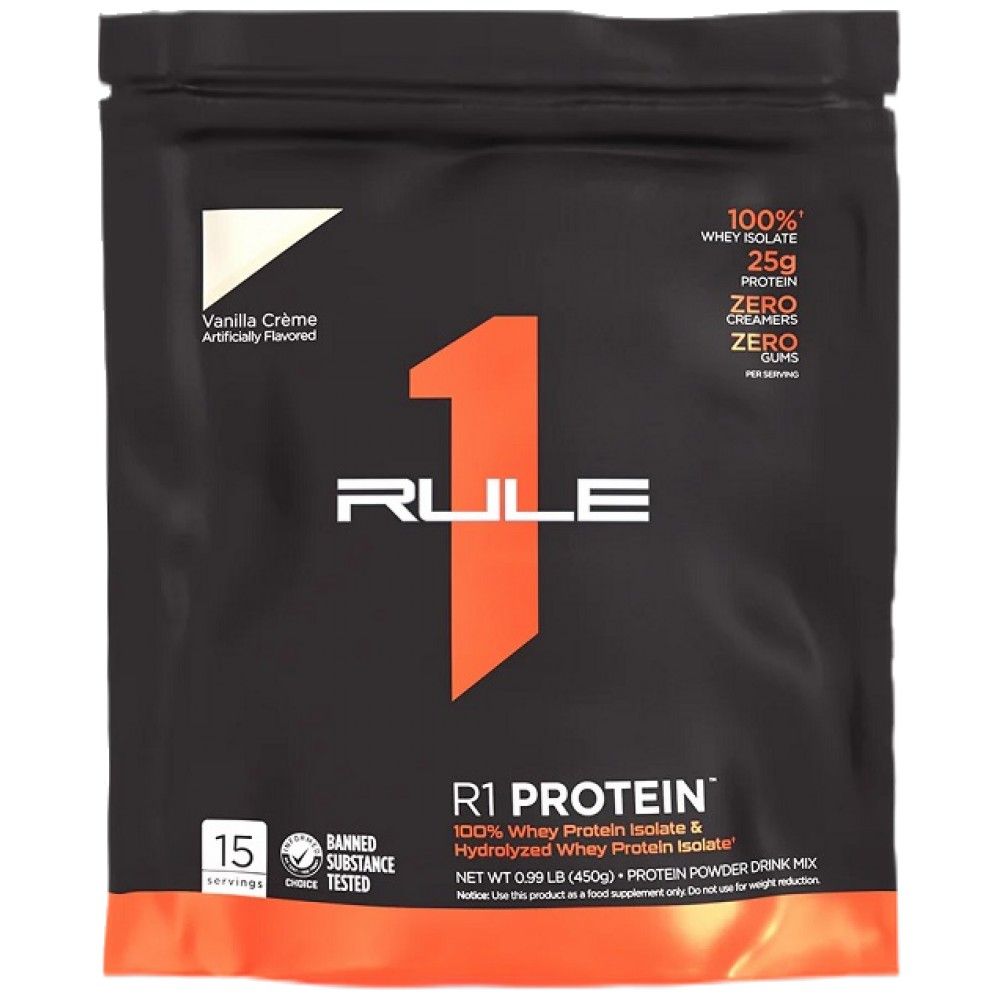 R1 πρωτεΐνη | 100% Whey απομόνωση & υδρολύματα ορού γάλακτος - 450 γραμμάρια