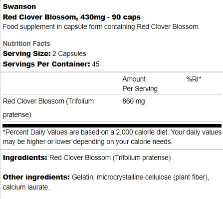 Red Clover Blossom 430 mg 90 κάψουλες