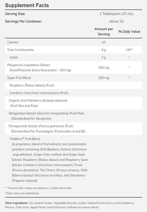 Φυσικό/υγρό συμπύκνωμα Resveratrol - 473 ml