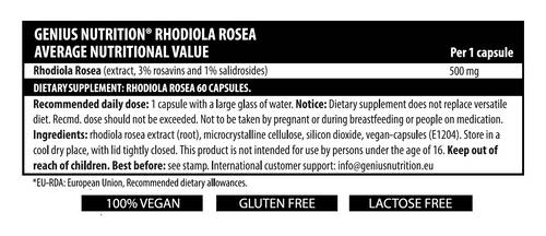 Rhodiola Rosea 500 mg - 60 κάψουλες