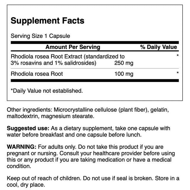 Εκχύλισμα Rhodiola Rosea | 3% Rosavins 60 κάψουλες