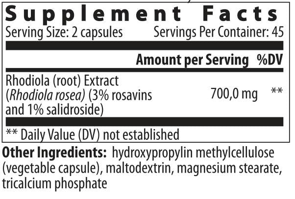 Rhodiola Rosea - 90 κάψουλες