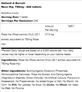 Rose Hip 750 mg - 240 Δισκία