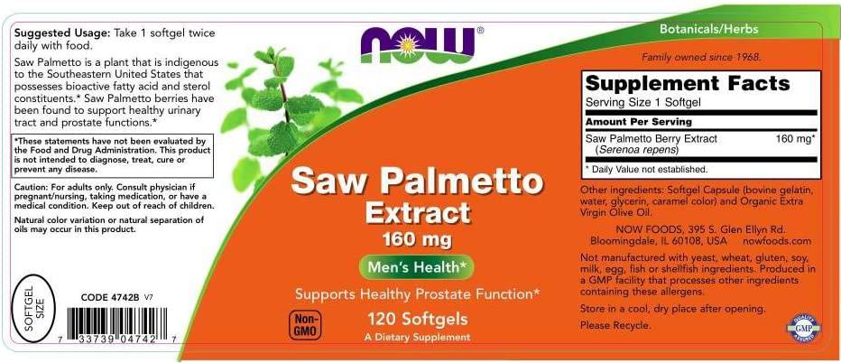 SAW Palmetto Extract 160 mg - 120 κάψουλες πηκτής