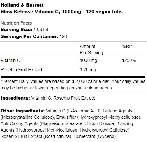 Βιταμίνη C αργής αποδέσμευσης 1000 mg - 120 δισκία