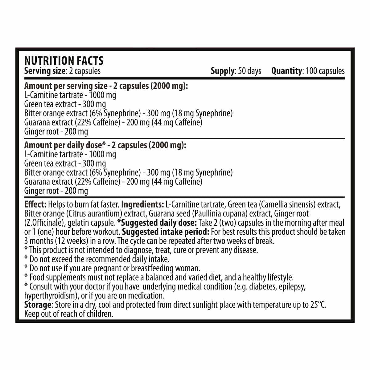 Super Extreme Burner 1000 mg - 100 κάψουλες