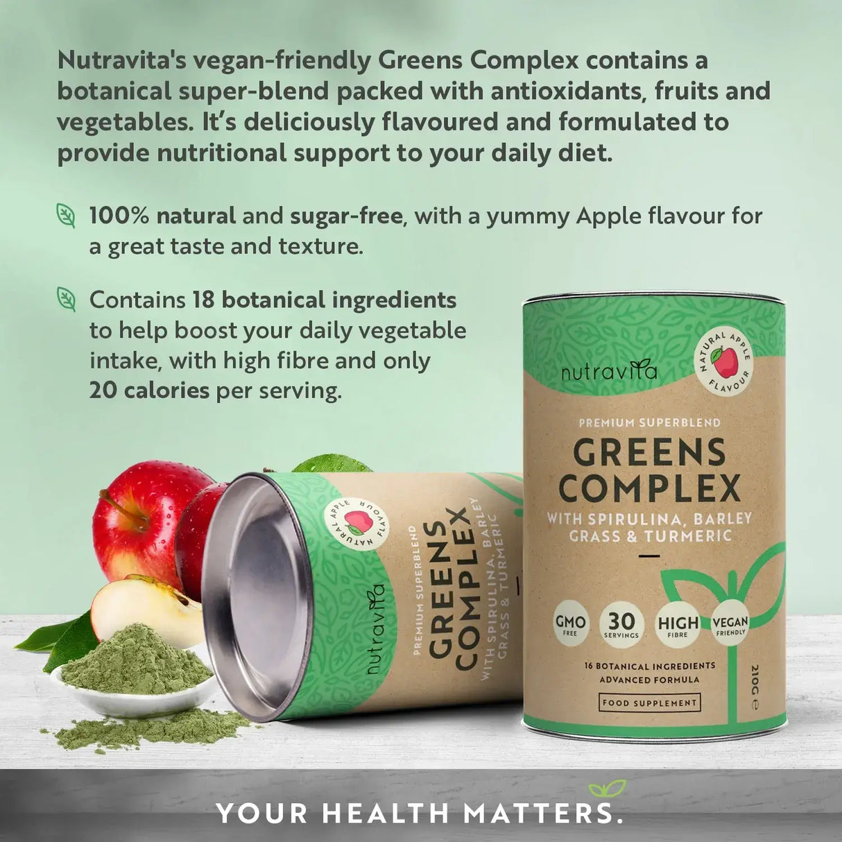 Σύμπλεγμα Super Greens (18 δραστικά συστατικά) 200 γρ. <tc>Nutravita</tc>