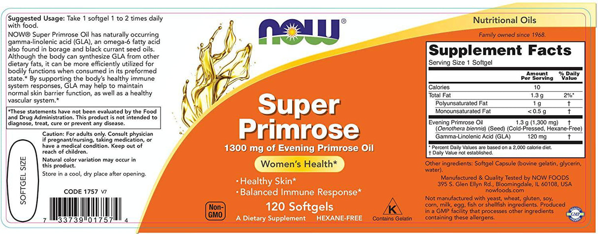 Super Primrose Oil 1300 mg - 120 κάψουλες γέλης