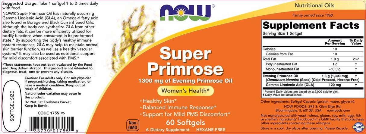 Super Primrose Oil 1300 mg - 60 κάψουλες Gel