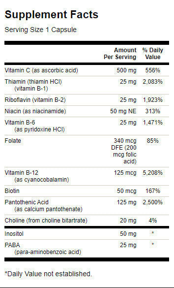 Super Stress Vitamin B -σύμπλεγμα με κάψουλες βιταμίνης C - 240
