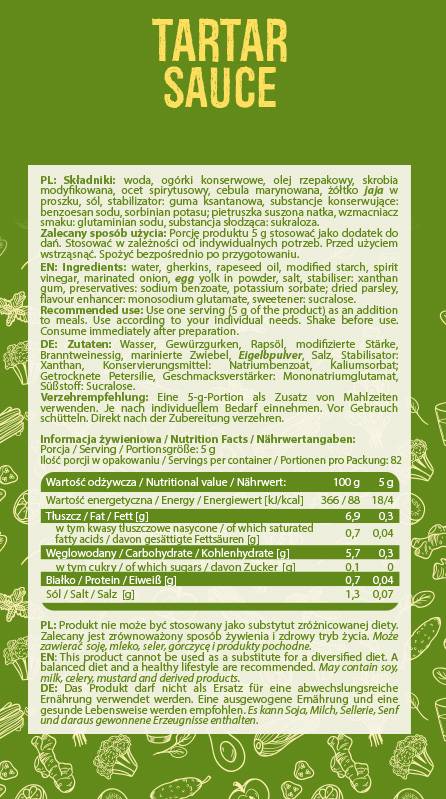Τάρταρ σάλτσα | Χαμηλή θερμίδα 410 ml