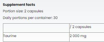 Καπάκια ταυρίνης 1000 mg - 60 κάψουλες