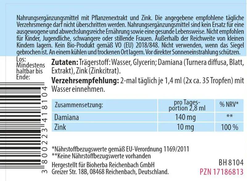 Βάση φύλλα damiana - 50 ml