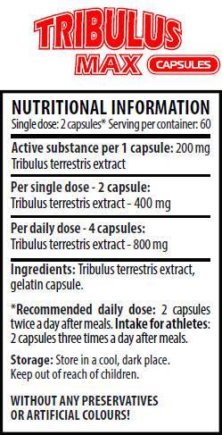 Tribulus Max Caps 200 mg 120 κάψουλες