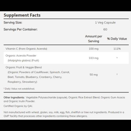 Tru-c | 100 mg βιταμίνη C από Acerola - 60 κάψουλες