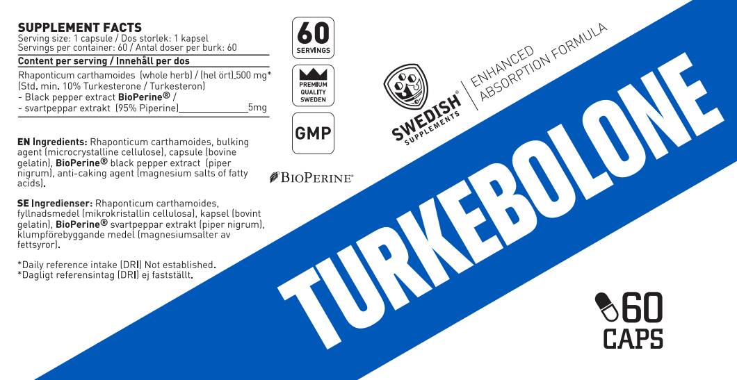 Τουρκεβολόνη | Τουρκεστερόνη 500 mg με BioPerine® - 60 κάψουλες