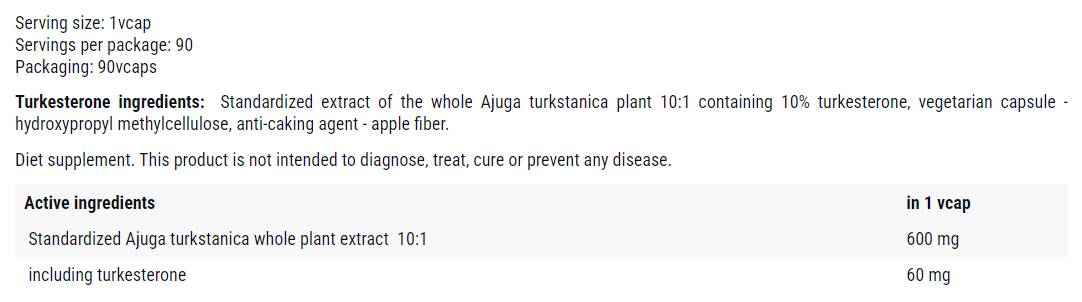 Τουρκεστερόνη 600 mg - 90 κάψουλες