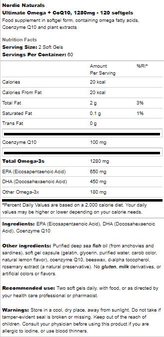 Ultimate Omega 1280 mg + coq10 - 60 κάψουλες πηκτής