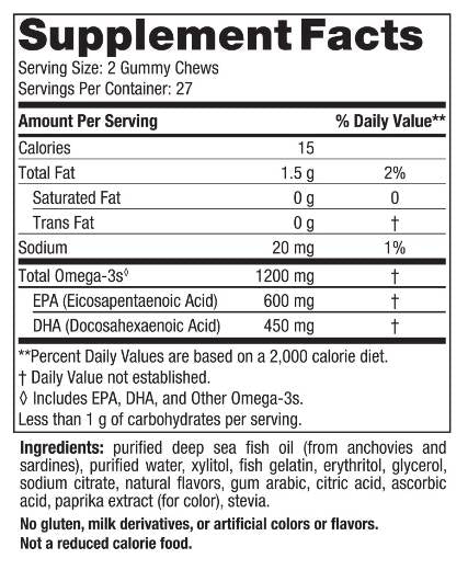 Ultimate Omega Gummy Chews 1200 mg - 54 Gummies