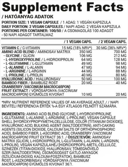 Υποστήριξη Vegan Collagen/με υαλουρονικό οξύ και αμινοξέα - 100 κάψουλες