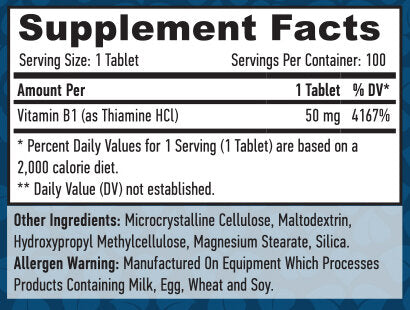 Βιταμίνη Β-1/θειαμίνη/50mg./100 καρτέλες.