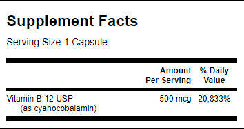 Βιταμίνη Β -12 500 MCG - 100 κάψουλες