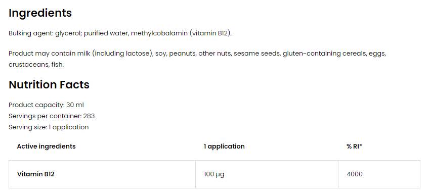 Vitamin B12 Methylcobalamin 100 mcg Σπρέι 30 ml