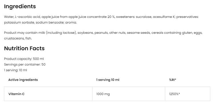 Βιταμίνη C 1000 υγρό 500 mL