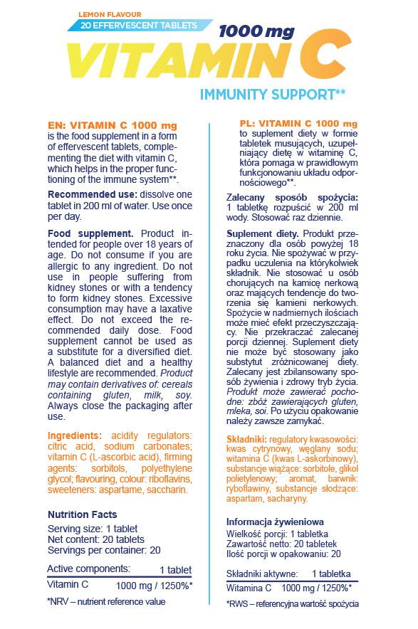 Βιταμίνη C 1000 mg | Αναβράζοντα - 20 διαλυτά δισκία