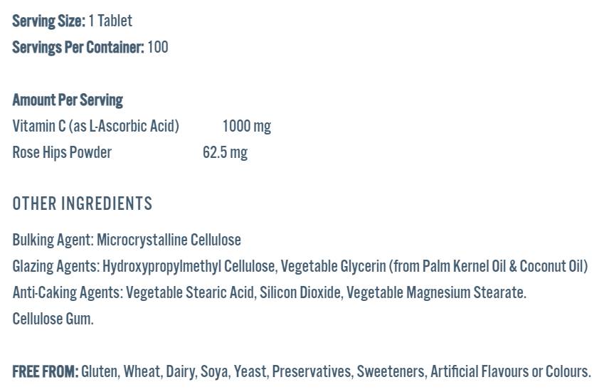 Βιταμίνη C 1000 mg | με Rose Hips - 100 δισκία