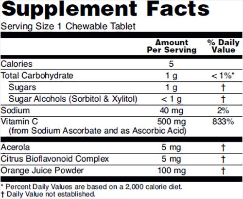 Vitamin C-500 Chewable - 100 Chewable Tablets