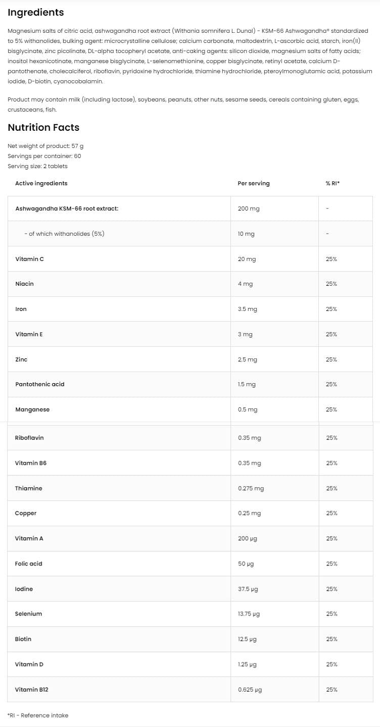 VITANDMIN + ASHWAGANDHA | Multivitamin Formula + KSM-66® 120 δισκία