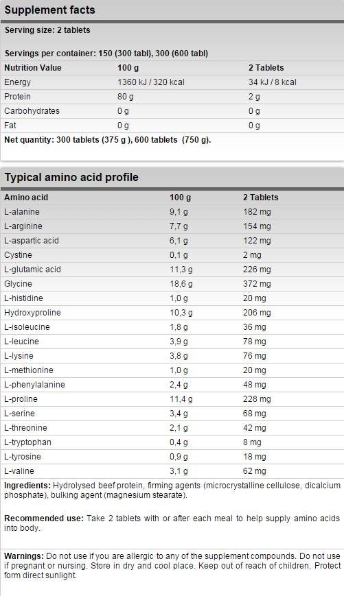 Xtreme Beef Amino - 300 Δισκία
