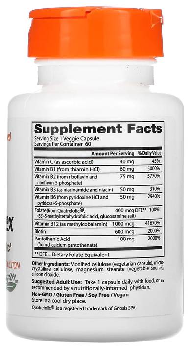 Καλύτερο πλήρως ενεργό σύμπλεγμα Β | με Quatrefolic® - 60 κάψουλες