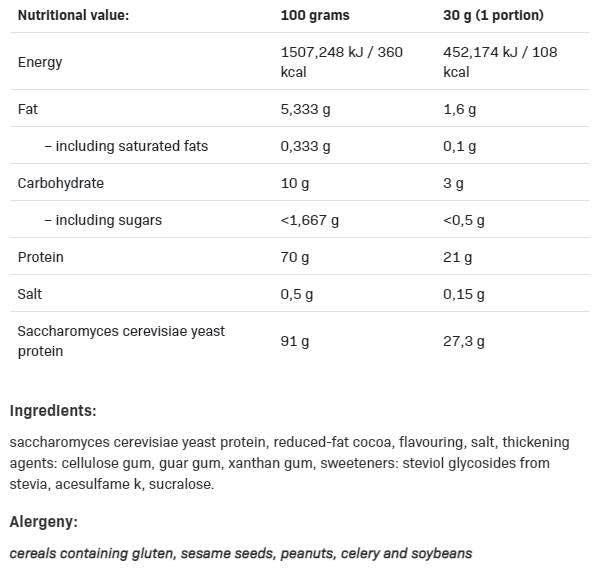Πρωτεΐνη ζυμομύκητα - Vegan Protein - 500 γραμμάρια
