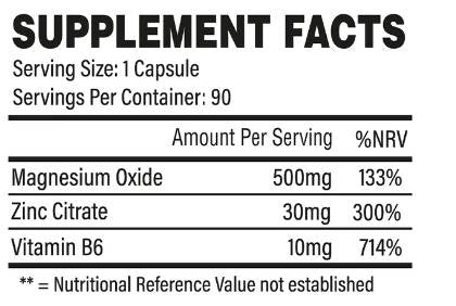 ZMA | Ψευδάργυρος, Μαγνήσιο & Β6 - 90 κάψουλες