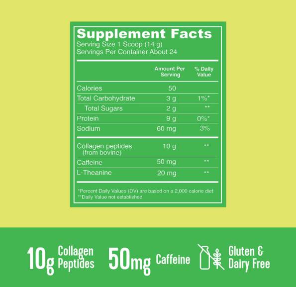 Τα πεπτίδια κολλαγόνου Matcha - 341 γραμμάρια