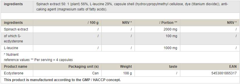 Ecdysterone - 120 κάψουλες