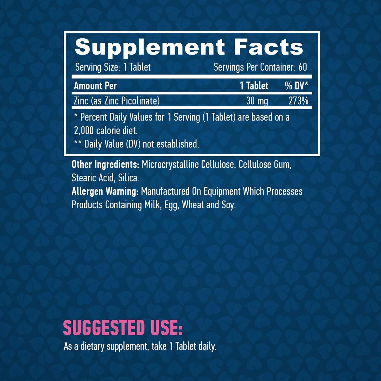 Ψευδάργυρος picolinate 30 mg./60 καρτέλες.