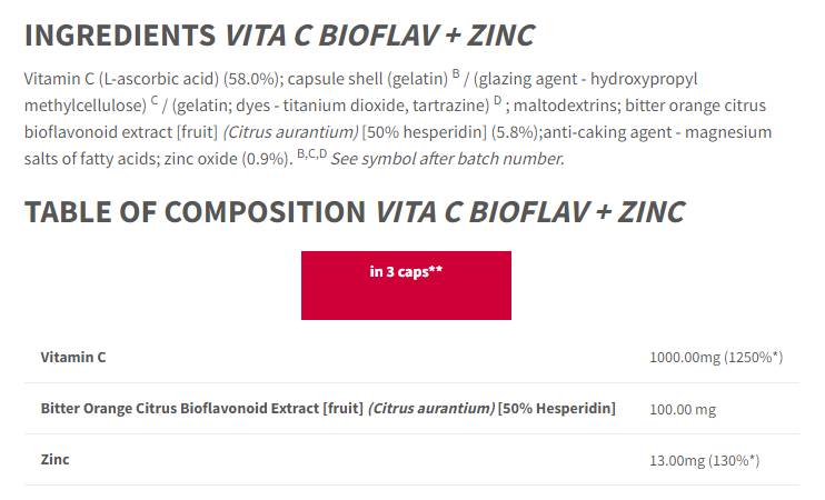 Vita C Bioflav + ψευδάργυρος - 90 κάψουλες