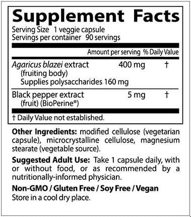 Best Agaricus Blazei με Bioperine - 90 κάψουλες