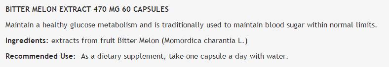 Πικρό εκχύλισμα πεπονιού 470 mg - 60 κάψουλες