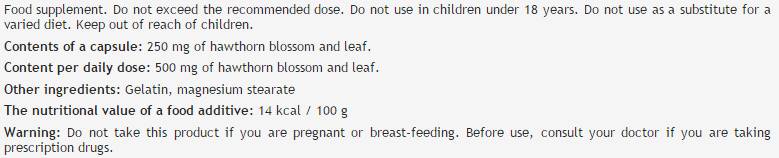 Hawthorn Flower & Leaf 250 mg - 100 κάψουλες