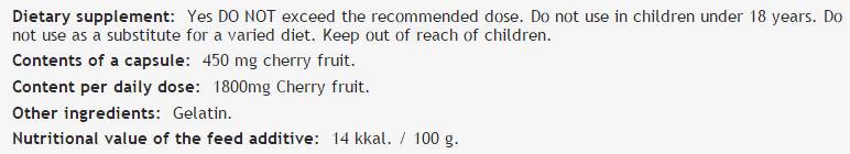 Tart Cherry 450 mg - 100 κάψουλες